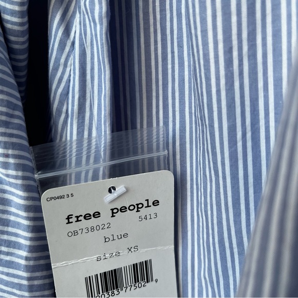 NWT Free People Tie It In A Bow Oversized Striped Button Down Shirt XS - Picture 8 of 13